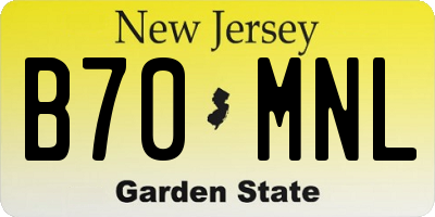 NJ license plate B70MNL