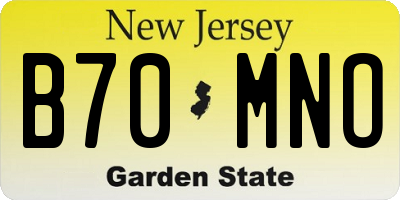 NJ license plate B70MNO