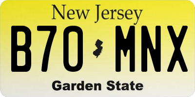 NJ license plate B70MNX