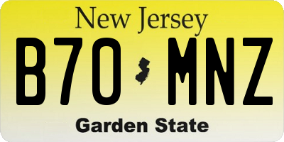 NJ license plate B70MNZ