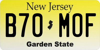 NJ license plate B70MOF