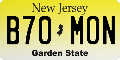 NJ license plate B70MON