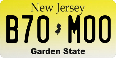 NJ license plate B70MOO