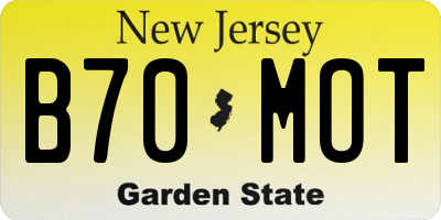 NJ license plate B70MOT