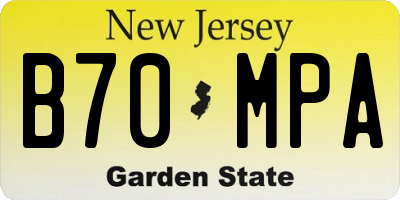 NJ license plate B70MPA