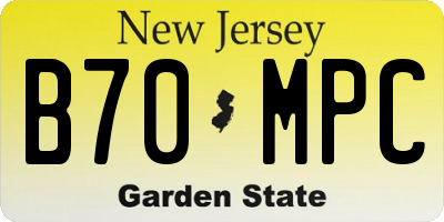 NJ license plate B70MPC