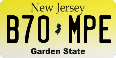 NJ license plate B70MPE