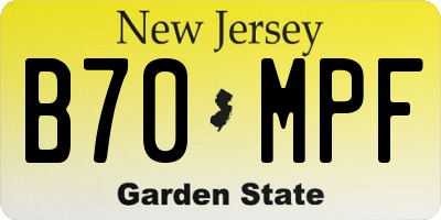 NJ license plate B70MPF