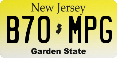 NJ license plate B70MPG