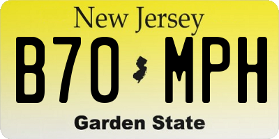 NJ license plate B70MPH