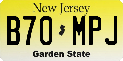 NJ license plate B70MPJ