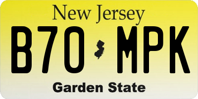 NJ license plate B70MPK
