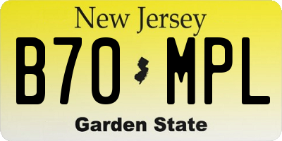 NJ license plate B70MPL