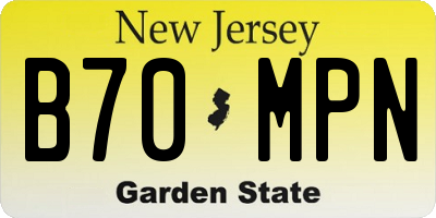 NJ license plate B70MPN