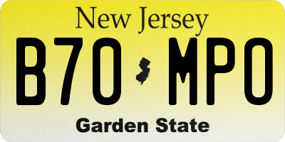 NJ license plate B70MPO
