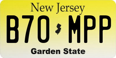NJ license plate B70MPP