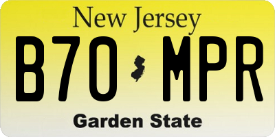 NJ license plate B70MPR