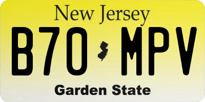 NJ license plate B70MPV