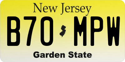 NJ license plate B70MPW
