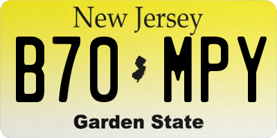NJ license plate B70MPY