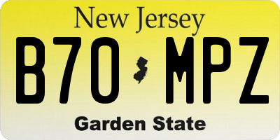 NJ license plate B70MPZ