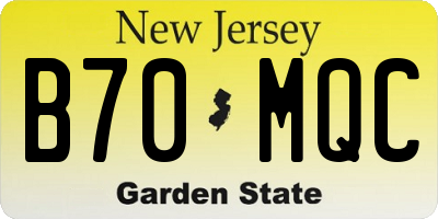 NJ license plate B70MQC