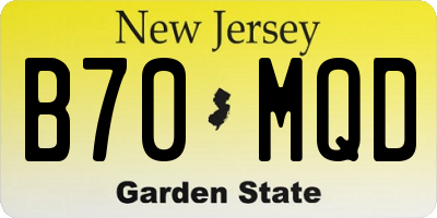 NJ license plate B70MQD