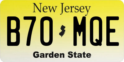 NJ license plate B70MQE