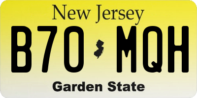 NJ license plate B70MQH