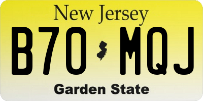 NJ license plate B70MQJ