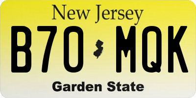 NJ license plate B70MQK