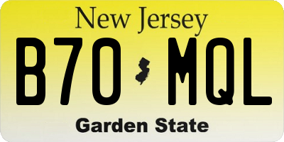 NJ license plate B70MQL