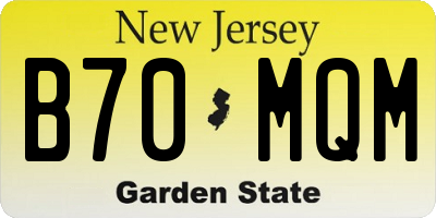 NJ license plate B70MQM