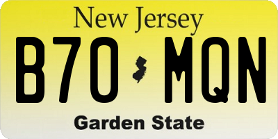 NJ license plate B70MQN