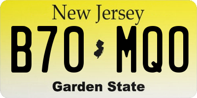NJ license plate B70MQO