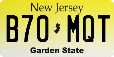 NJ license plate B70MQT