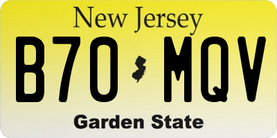 NJ license plate B70MQV
