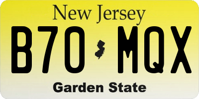 NJ license plate B70MQX