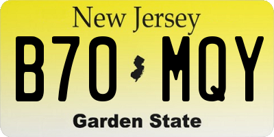 NJ license plate B70MQY