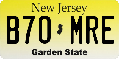NJ license plate B70MRE