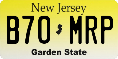 NJ license plate B70MRP