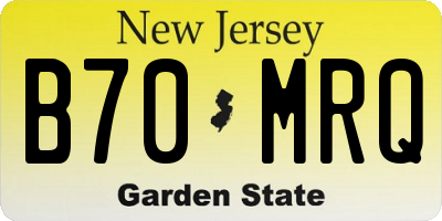 NJ license plate B70MRQ