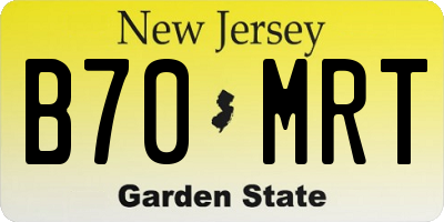 NJ license plate B70MRT