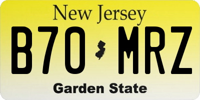 NJ license plate B70MRZ