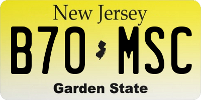 NJ license plate B70MSC