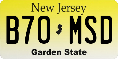 NJ license plate B70MSD
