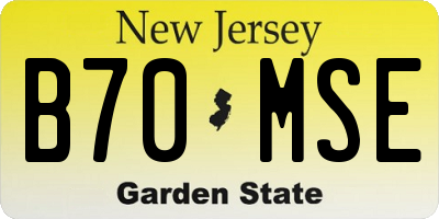 NJ license plate B70MSE