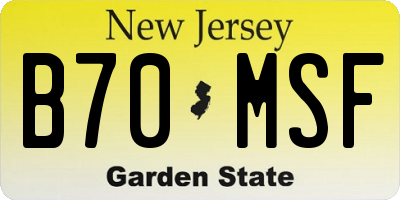 NJ license plate B70MSF