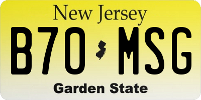NJ license plate B70MSG