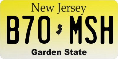 NJ license plate B70MSH